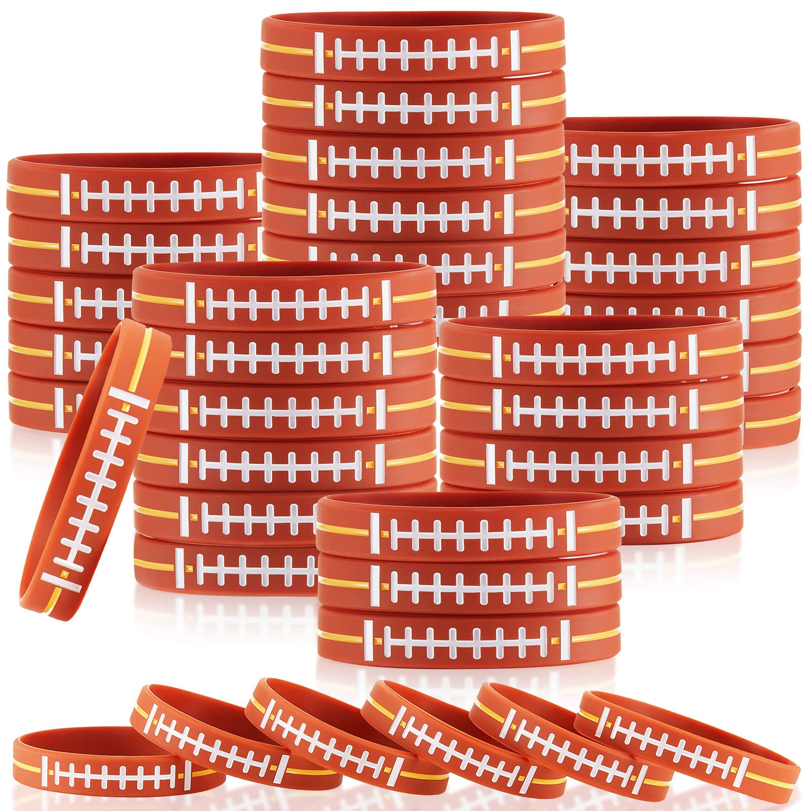 Zhanmai Football Silicone Wristbands Party Favors Football Stretch Sport Themed Supplies(48 Pieces)