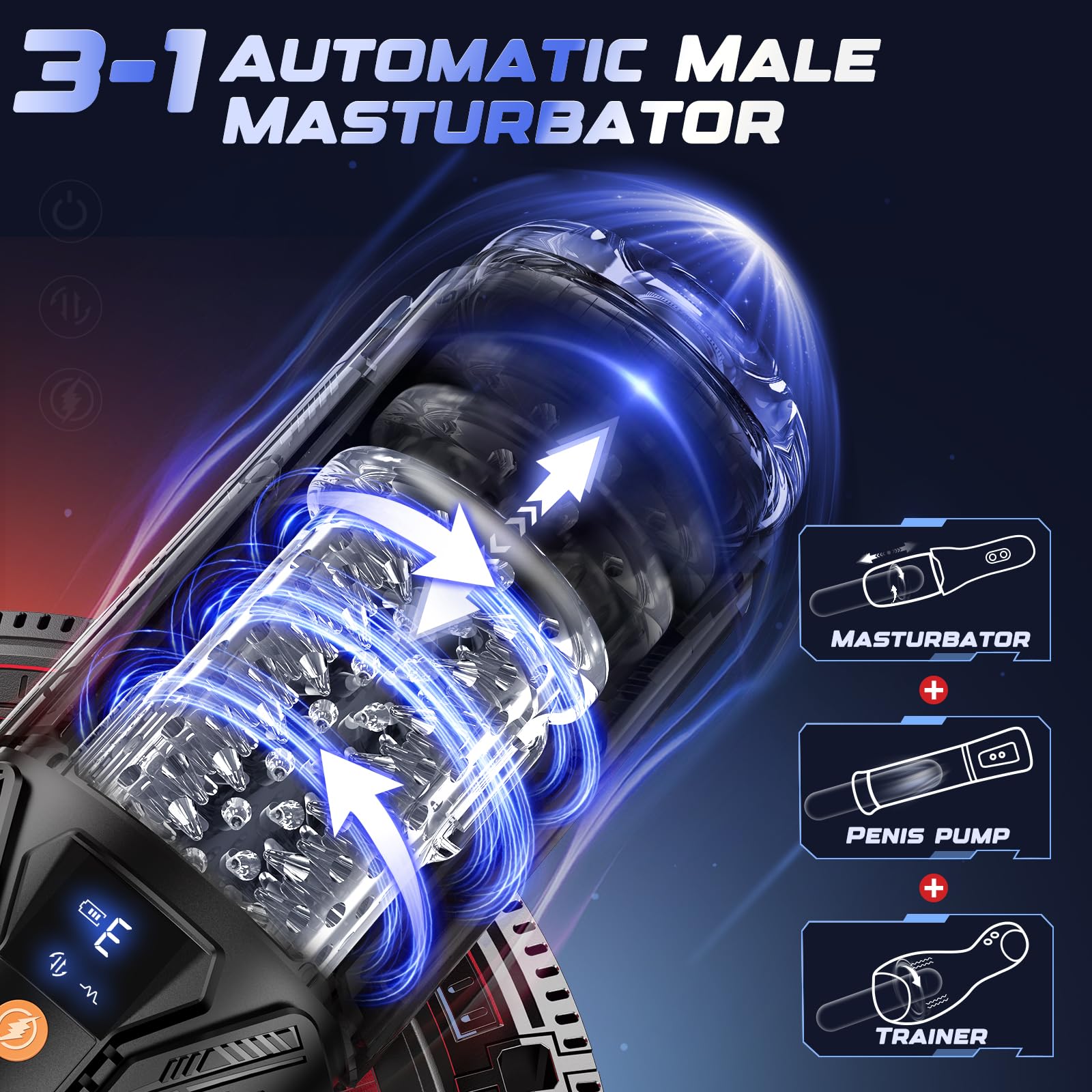 Male Masturbator Sex Toys for Men, Uoffile Adult Sex Toy with 7 Rotating & Thrusting & 10 Vibrating Modes, Dual Motors Pocket Pu