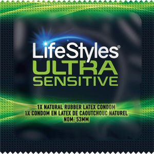LifeStyles Ultra Sensitive Lubricated Latex Condoms, 50 Count Value Pack - Triple Tested for Ultimate Protection, with UltraGlide Silicone Lube
