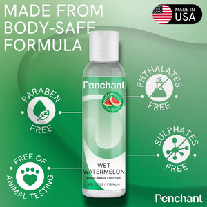 Penchant Water Based Watermelon Flavored Lube for Men, Women and Couples, Personal Lubricant for Sensitive Skin, Unscented, Late