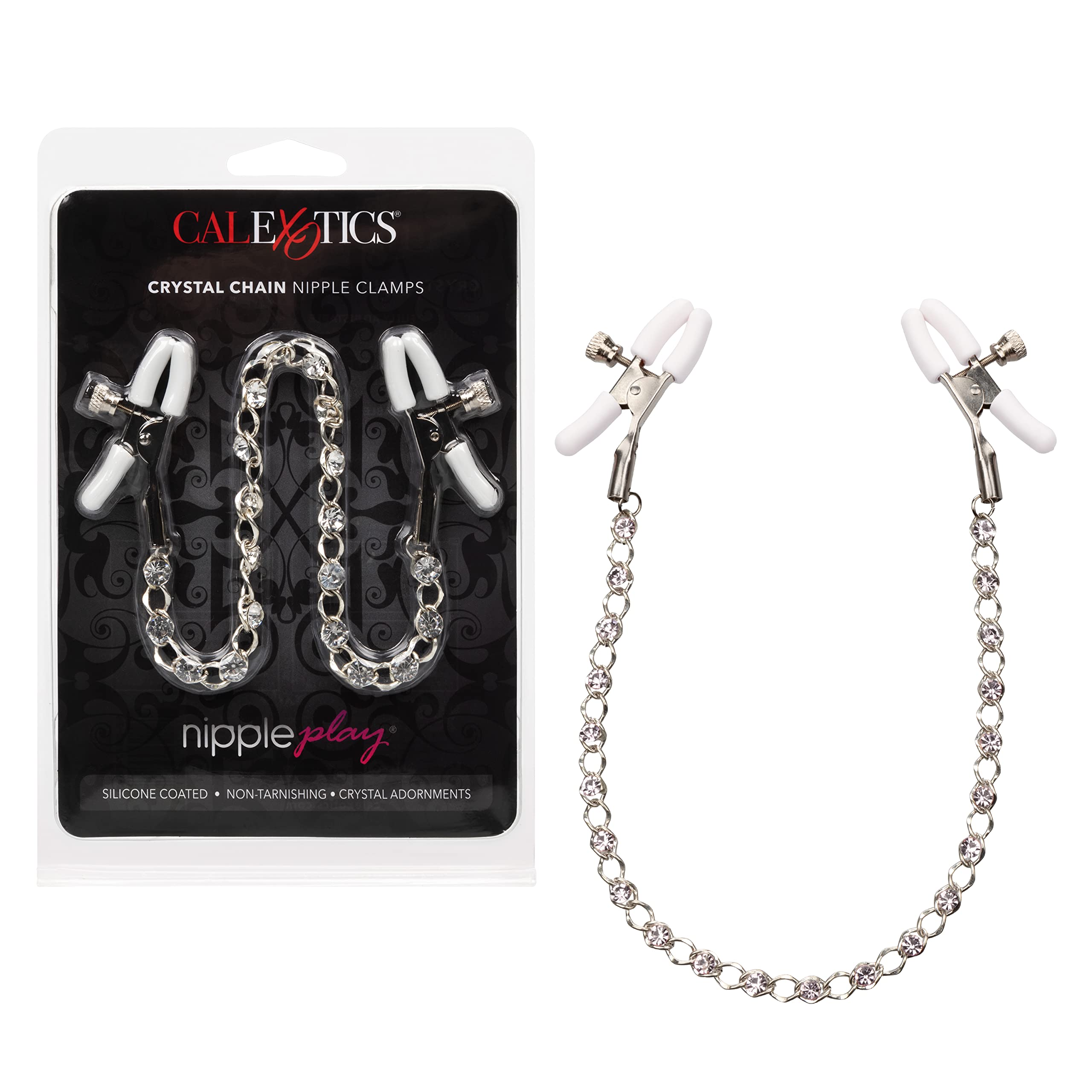 Calexotics Exotics Novelties Nipple Play Crystal Chain Nipple Clamps Se-2617-05-2 Black 1 Count