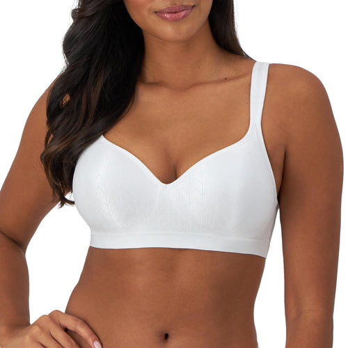 Bali Comfort Revolution Wireless Bra, Full-Coverage Wirefree Bra, Wireless Everyday Bra with Cool Comfort Fabric, White Zag, 40D