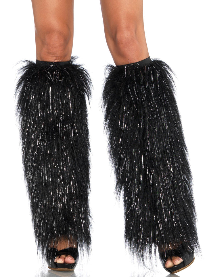 Furry Lurex Leg Warmers O/S Bl
