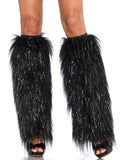 Furry Lurex Leg Warmers O/S Bl