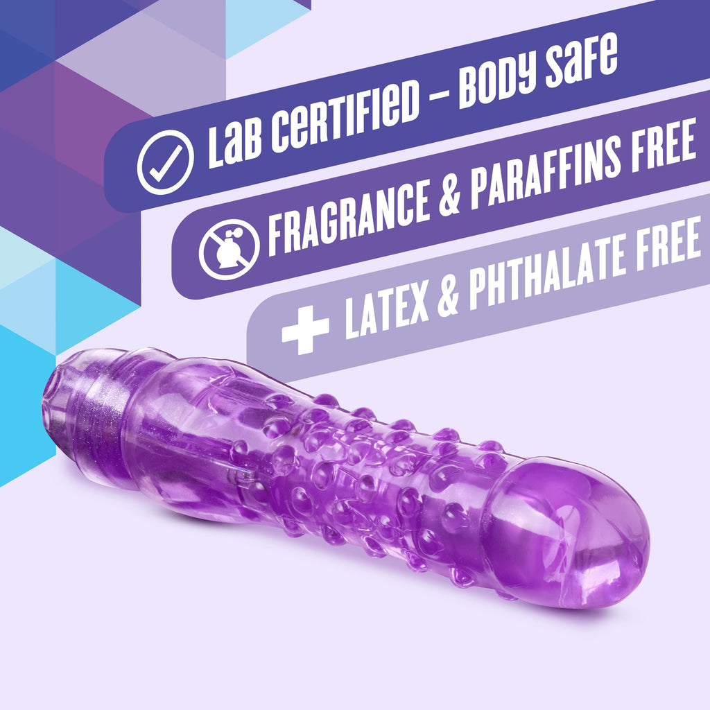 Blush Bump N Grind - 6 Inch Soft Nubby Tickler Multispeed Vibrating Dildo - Small 1.1" Wide Flexishaft Bendable Vibrator - Ipx7 Waterproof - Body Safe Sex Toy For Women Couples - Clear Purple