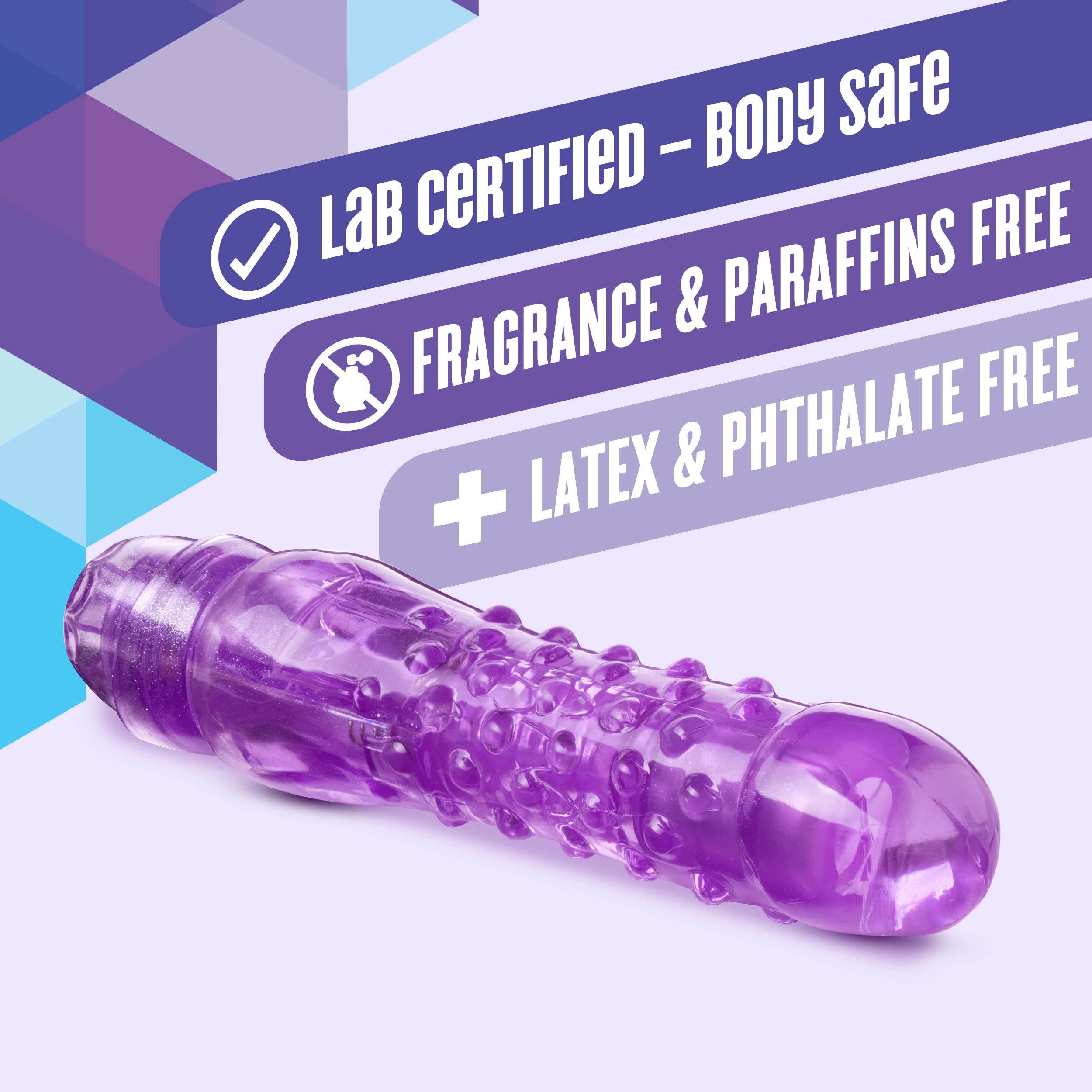Blush Bump N Grind - 6 Inch Soft Nubby Tickler Multispeed Vibrating Dildo - Small 1.1" Wide Flexishaft Bendable Vibrator - Ipx7 Waterproof - Body Safe Sex Toy For Women Couples - Clear Purple