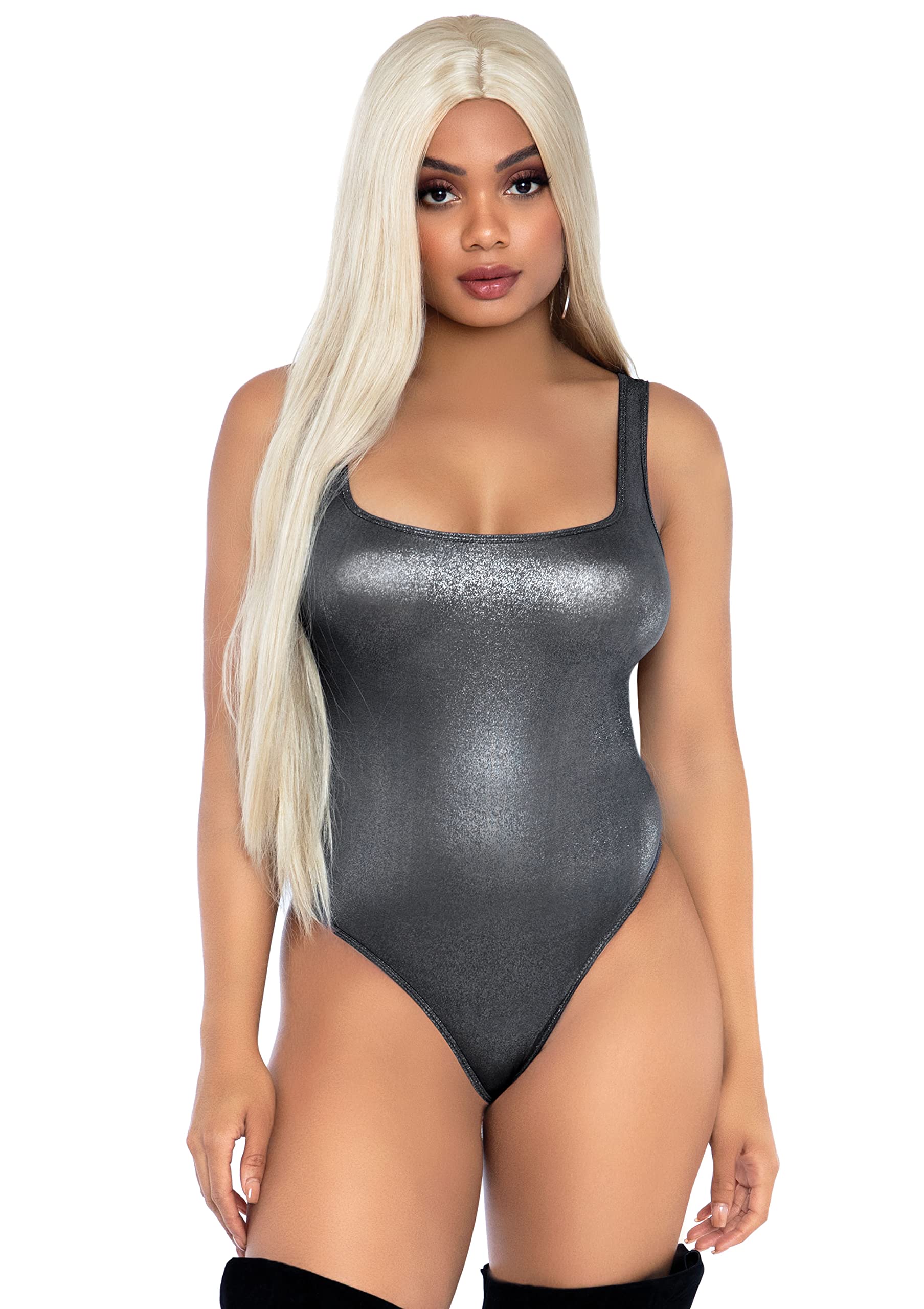 Shimmer Spandex Snap Crotch Th - Med/Lge / Silver