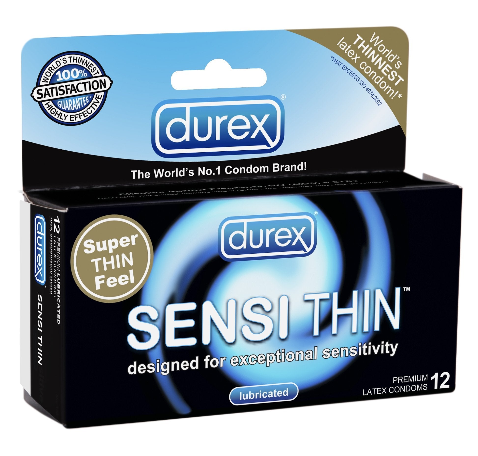 Durex Sensi-Thin Lubricated Premium Condoms,12 Condoms(Pack Of 2)