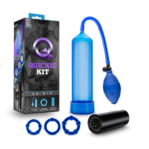 Blush Novelties Go Big Quickie Kit - Performance and Pleasure Enhancing System - Penis Pump for Longer Erection - Rings to Stay 