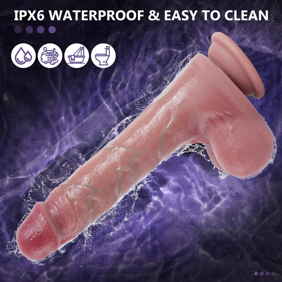 Thrusting Dildo Vibrator Sex Toys - 8.5 Inch Realistic Dildos with 7 Thrusting & 10 Vibrating & Heating Modes, Remote Control St
