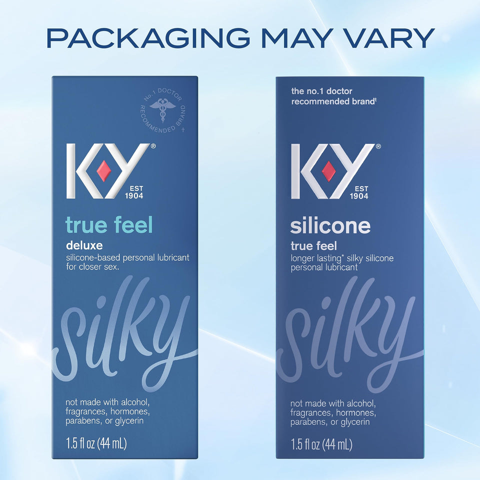 Silicone Lube K-Y True Feel 1.5 Fl Oz, Deluxe Personal Lubricant For Couples, Men, Women, Pleasure Enhancer,? Vaginal Moisturizer, Hormone & Paraben Free, Latex Condom Compatible, Safe For Anal Sex