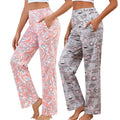 PNAEONG Women Cotton Pajama Pants Comfy Pj Bottoms Soft Printed Lounge Pant with Pockets Coffee+Pink Paisley L
