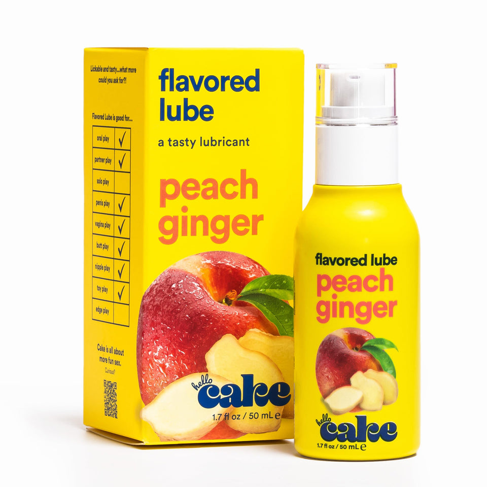 Hello Cake Peach Ginger Flavored Personal Lubricant - Water-Based Lube - No Aftertaste, Easy Clean-Up - Vegan, Sugar-Free, Glute