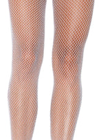 Halloween Special Fishnet Pantyhose W/Glitters Spandex O/S White/Silver