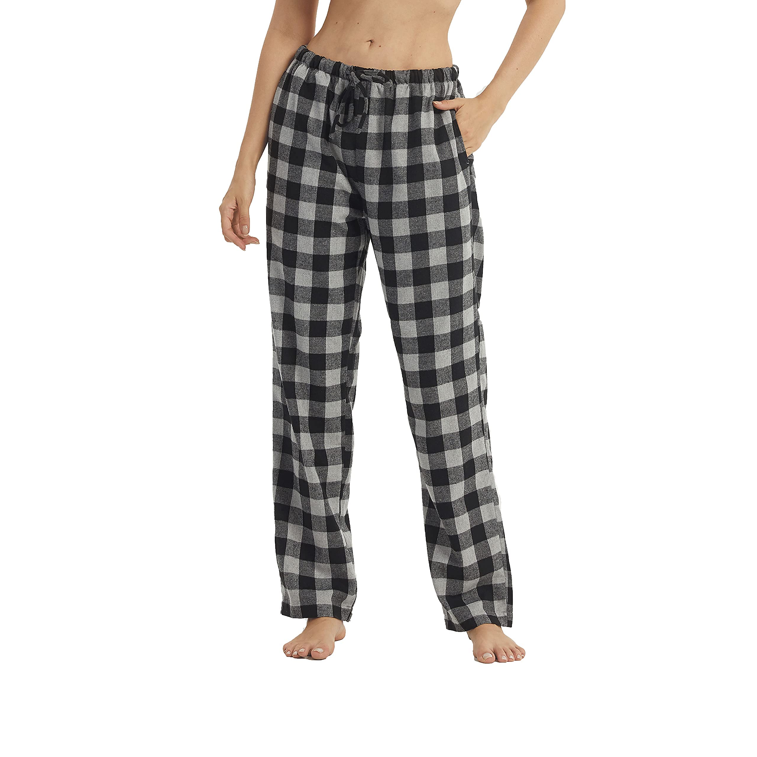 Flannel Pajama Pants Women with Pockets & Drawstring Comfy Plaid Lounge Pants Casual Stretch Cotton Sleepwear Bottoms Soft Pj