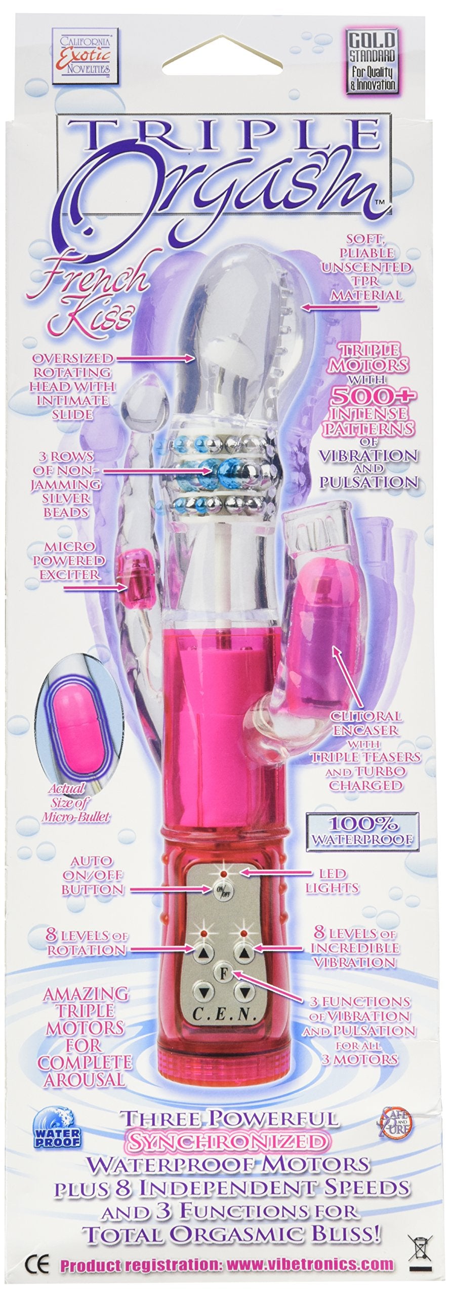 California Exotic Novelties Triple Orgasm French Kiss, Pink
