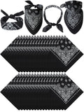 Unittype 36 Pieces Paisley Bandana Novelty Headband Square Scarf Cowboy Bandanas for Halloween Party Costume(Black,Classic Style