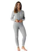 #followme Womens Thermal Henley Onesie Union Suit 6743-GRY-XL