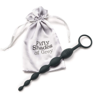 Fifty Shades Of Grey Pleasure Intensified Black Silicone Anal Beads - Graduated Size - 7.5 Inch