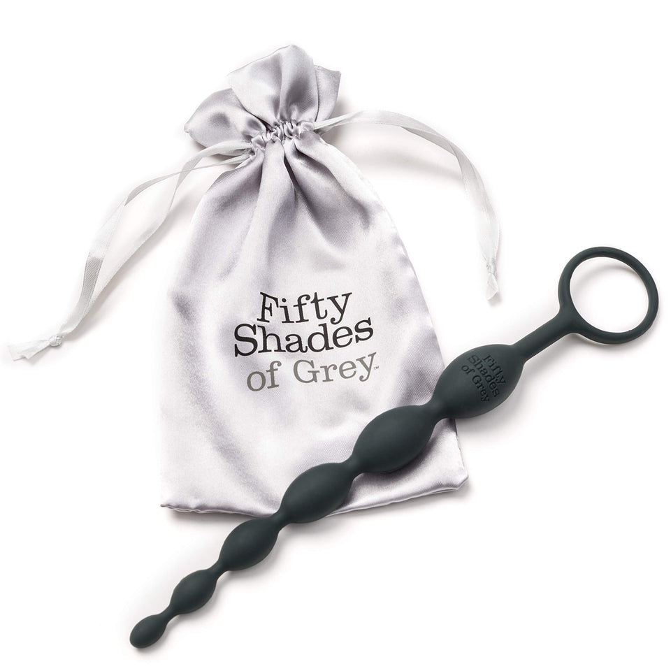 Fifty Shades Of Grey Pleasure Intensified Black Silicone Anal Beads - Graduated Size - 7.5 Inch