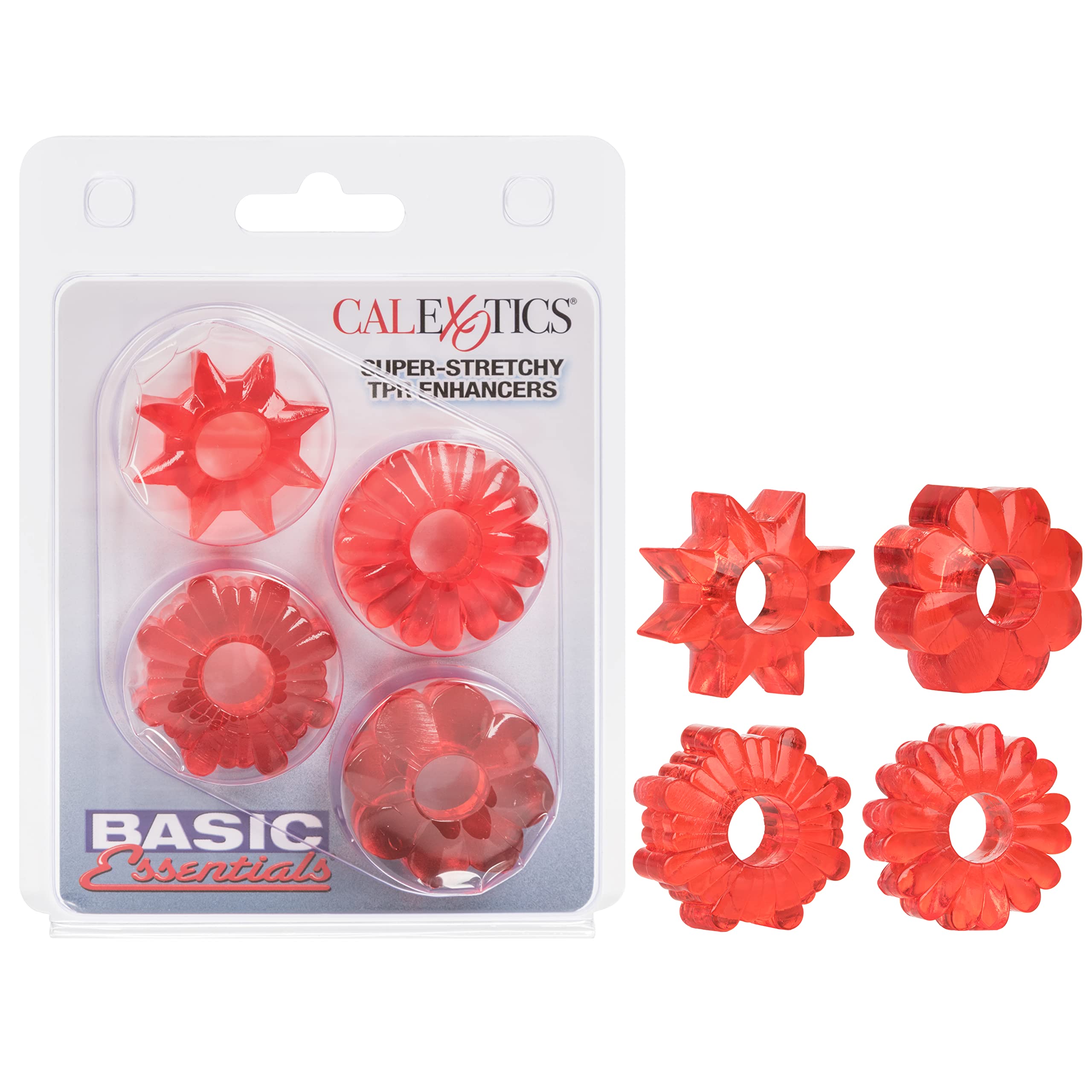 California Exotic Novelties Basic Essentials Super Stretchy Tpr Enhancers , Red