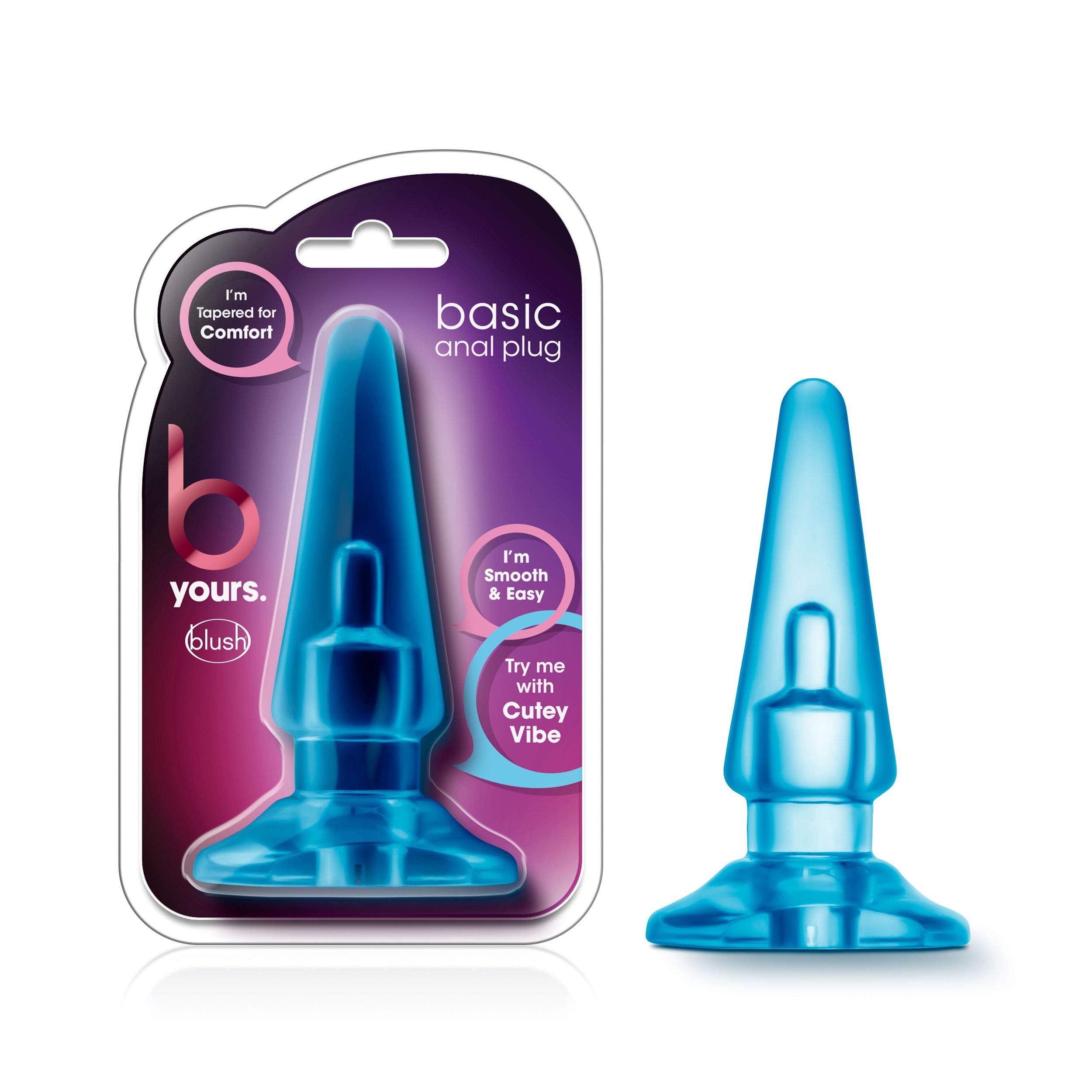 Blush B Yours Basic Anal Plug - Tapered Tip For Easy Insertion - Base Anchors Plug Safely Outside The Body - 4 Inch Length And 1