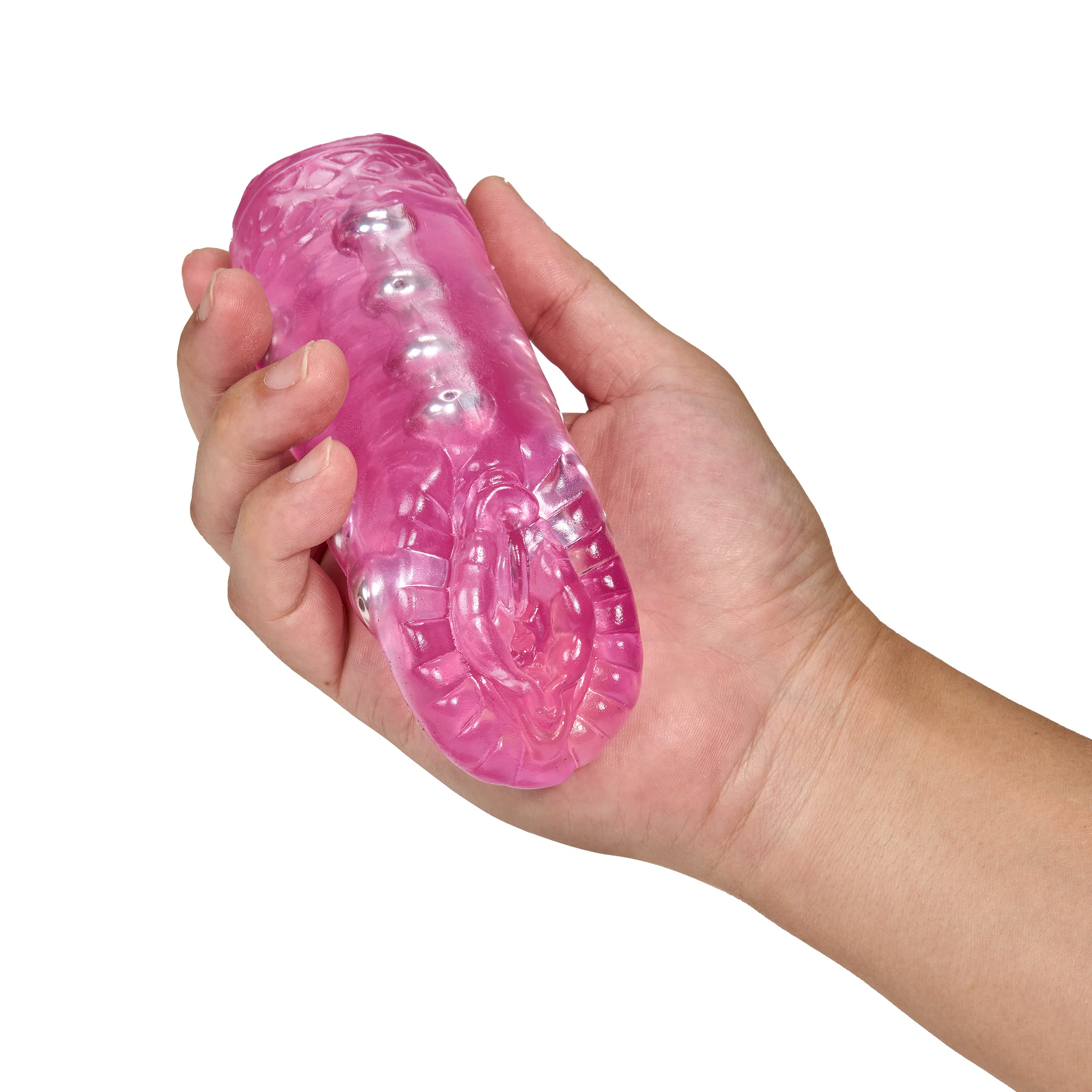 Blush M For Men Sexy Snatch Stroker - Soft Clear Realistic Masturbator - 5 Rows Of Massaging Pleasure Beads - Open Ended For Eas