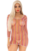 Zig Zag Rainbow Net Long Sleev - O/S / Multicolor