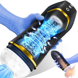 Male Masturbator Penis Pump, Sex Toys for Men with 5 Sucking & 10 Vibrating Modes, Hands-Free Sex Machine, Detachable Adult Toys