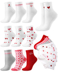Shihanee 10 Pairs Valentines Day Socks Women Heart Cotton Ankle Socks Novelty Valentines Gifts for Her, Cute Soft Red White Hear