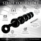 Master Series Black Baller Anal Beads Dildo, Long Black Adult Toys for Men, Women, and Couples, with Pull Ring, Easy to Clean an