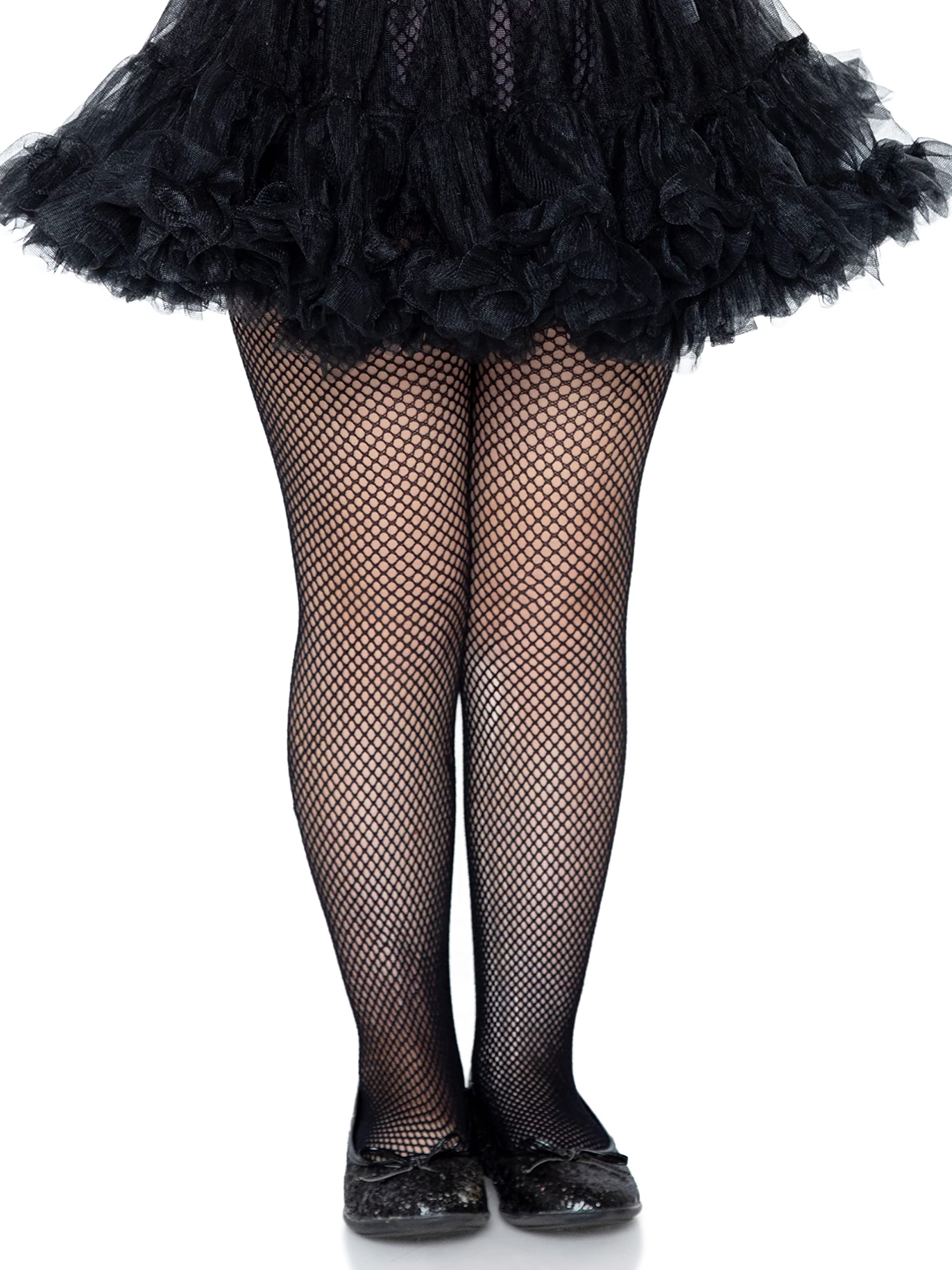 Leg Avenue Girls' Fishnet Tights, Black, Large