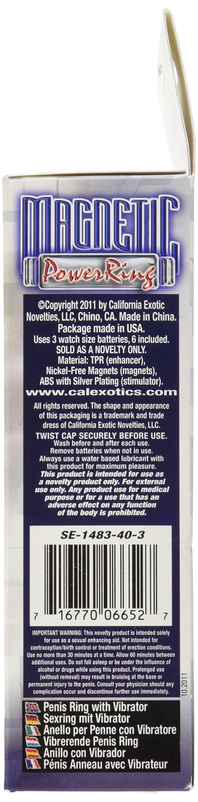 California Exotic Novelties Magnetic Power Ring Power Jag Double Ring, Blue