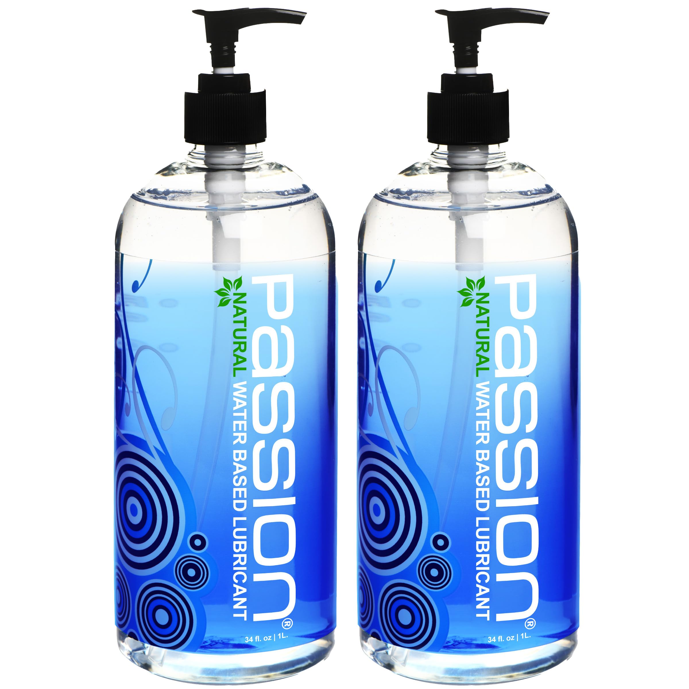 Passion Natural Water-Based Personal Lubricant Twin Pack, Premium, Non-Sticky, Easy-to-Clean Formula for Smooth, Comfortable Use