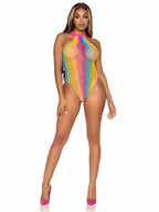 Rainbow striped halter bodysui