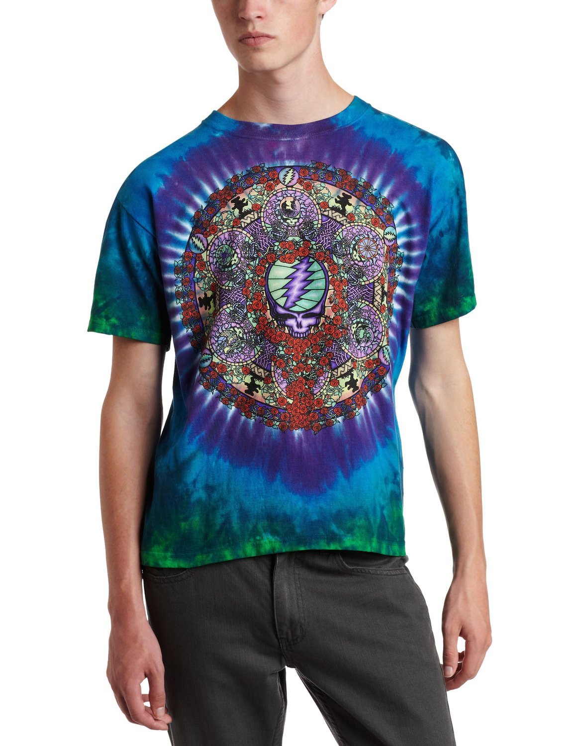 Liquid Blue Mens Grateful Dead Celtic Mandala Tie Dye T-Shirt, Multi, Large
