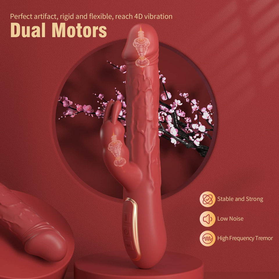 YIMOOCH Wriggling Rabbit Vibrator Sex Toys for Women, G Spot Realistic Vibrating Dildo Vibrators with 3 Powerful Wriggle Speeds