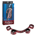 CalExotics Scandal Bondage Bar - Luxury Handcuff & Ankle Cuff Set - Restraint Sex Toys for Couples - Red & Black