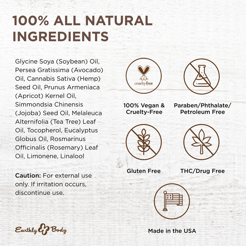 Earthly Body Miracle Oil, 1 fl. oz. - 2 Pack - 100% Natural Tea Tree Oil, Hemp Seed Oil & Vitamin E - Moisturizer, Calms Skin Ir