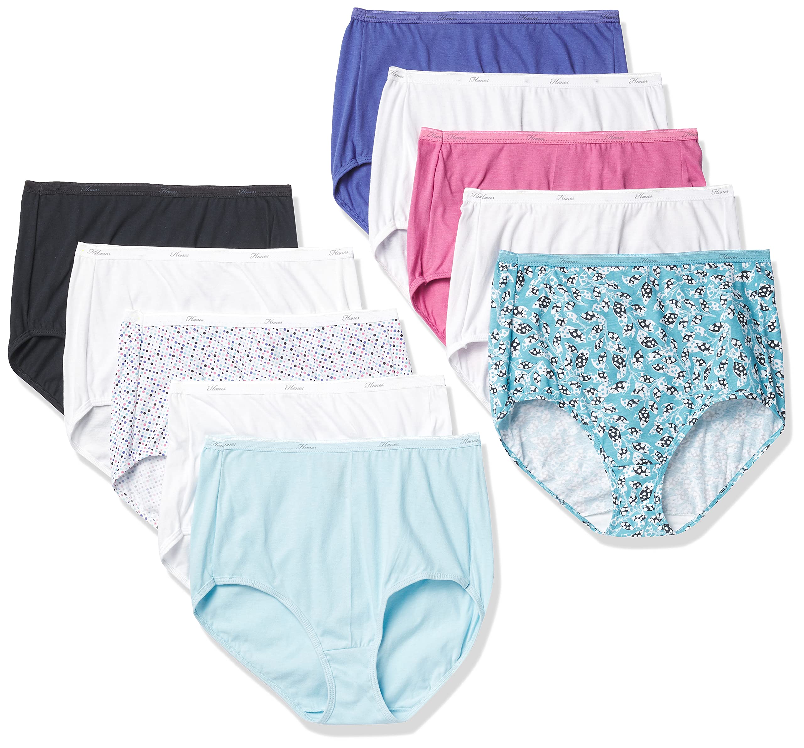 Hanes Womens Cotton High Waist Brief Underwear, 10-Pack