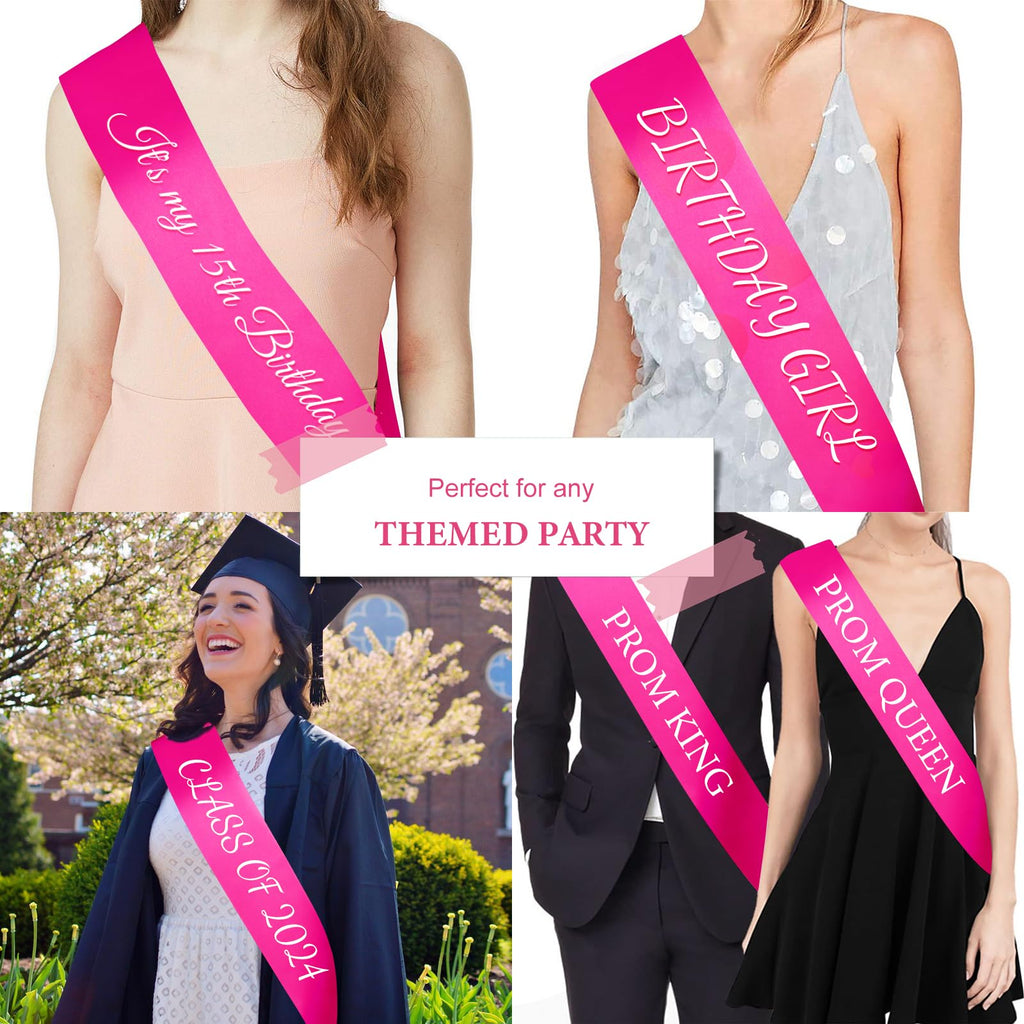 CIEHER Rose Pink Sash Blank Satin Sash Bride Sash Custom Sash Prom Court Sash Mommy to Be Sash Birthday Sash Hot Pink Bride to B