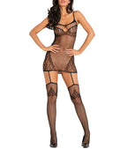To The Nines Bodystocking Black O/S