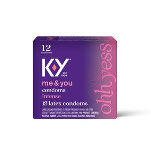 KY Me  You Intense Ultra Thin Latex condoms Water Based Lube Intensifying Tingling Sensation For Her and Natural Fit For Him 