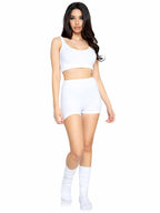 3 PC Ultra-soft cozy knit cropped tank, boyshort, and matching knee socks.
