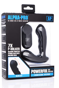 Alpha-Pro 7X P-Milker Silicone Prostate Stimulator With Milking Bead, Black