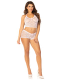2 PC Mini Heart Trimmed Heart Net Halter Cami and Boy Short Panty