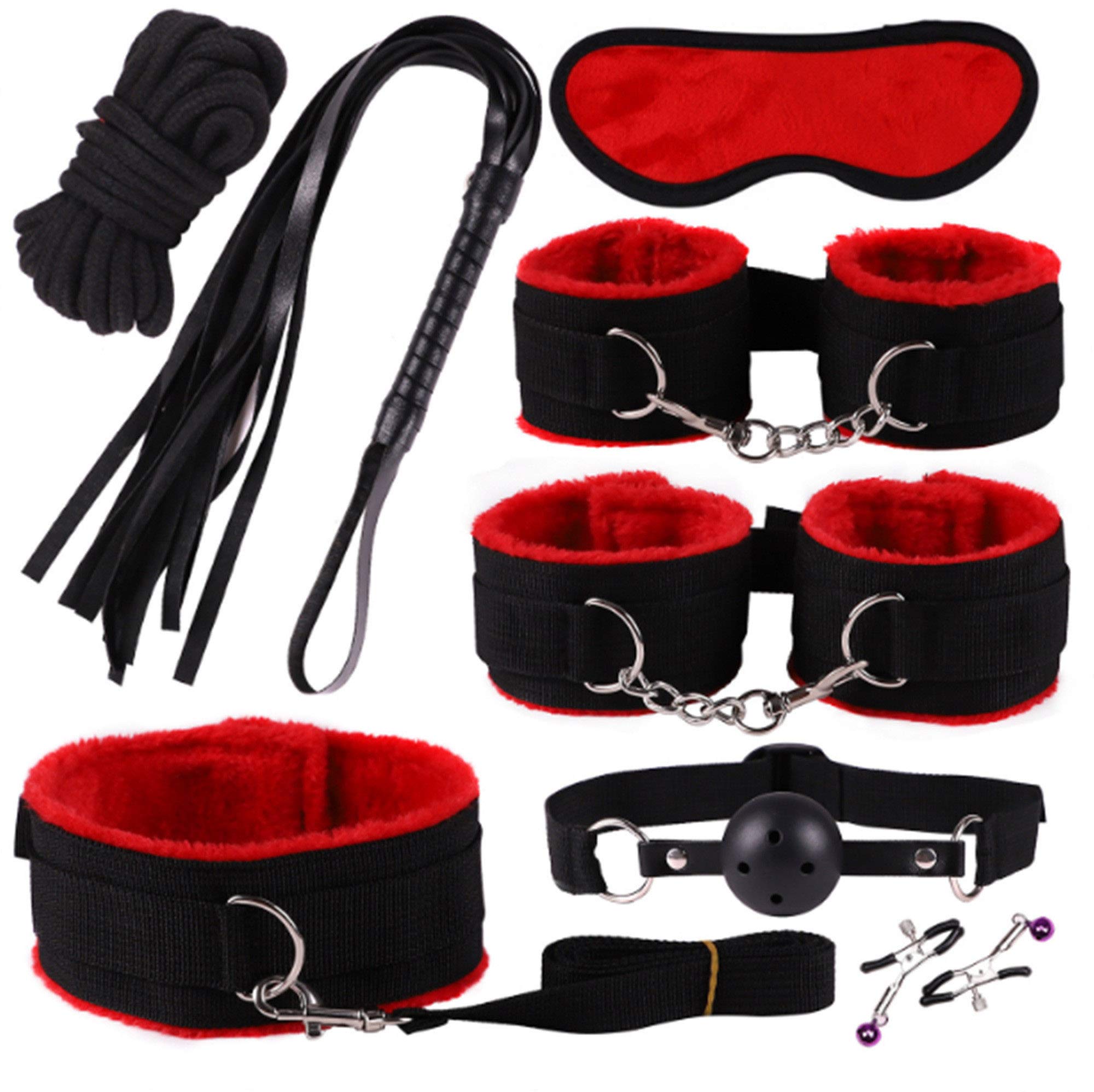 BDSM-Bondage-Kit Restraints Kit Sex Toys For Couples, Bsdm Kits For Couples, Bdsm Set, Adjustable Bondage Set Fuzzy Handcuffs Ba