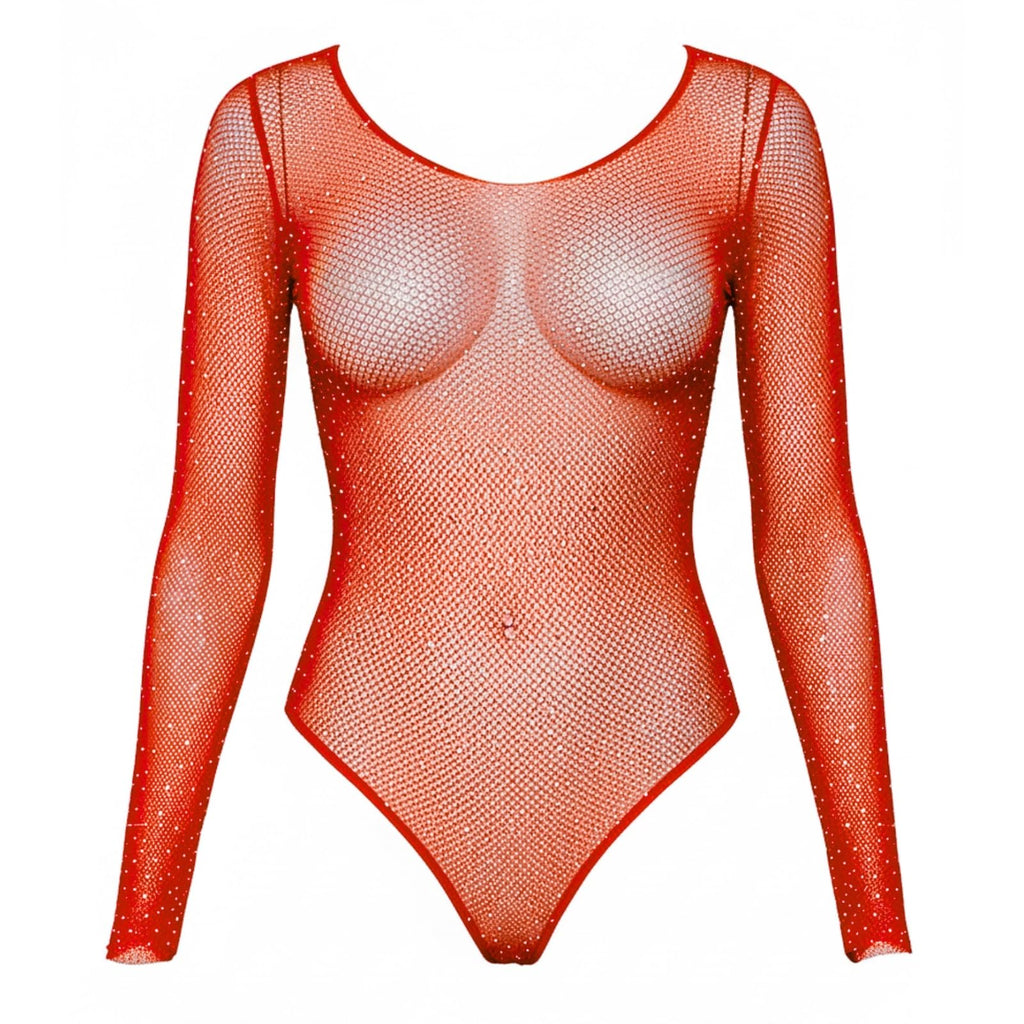 Leg Avenue Rhinestone long sleeve fishnet Red Color