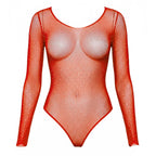 Leg Avenue Rhinestone long sleeve fishnet Red Color