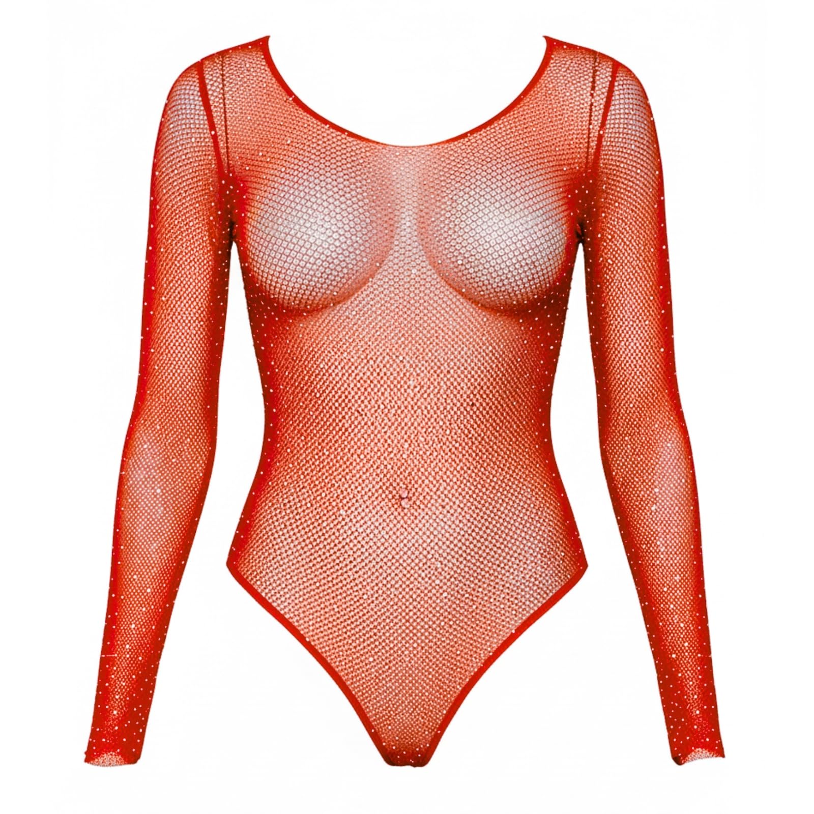 Leg Avenue Rhinestone long sleeve fishnet Red Color